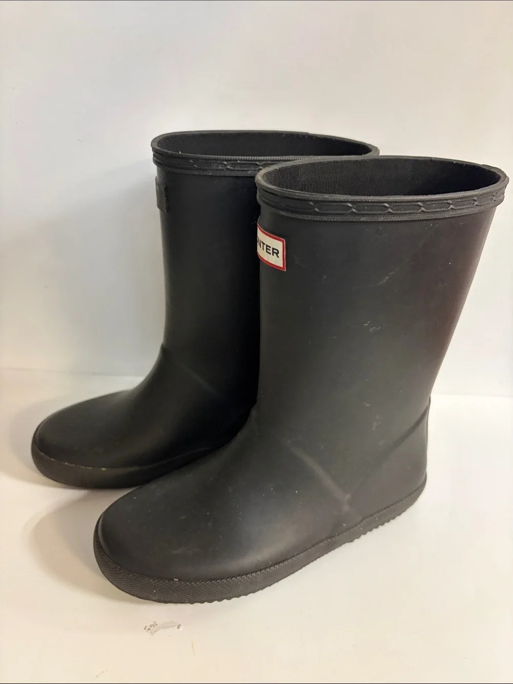 Hunter Kids Black Matte Rain Boots UK Size 12